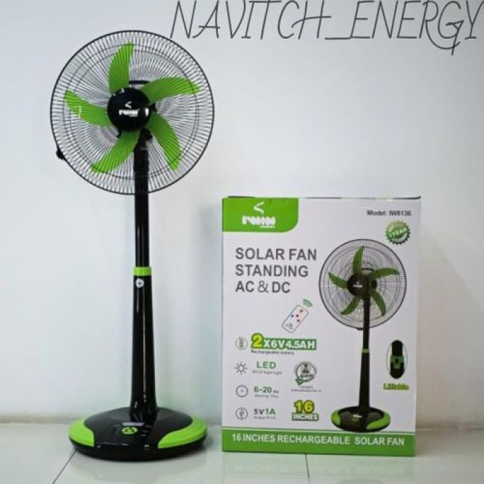 Iwin 16 Inches Solar RECHARGEABLE STANDING FAN
